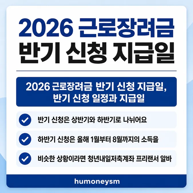 2026 근로장려금 반기 신청 지급일과 조건 - 2026 근로장려금 반기 신청 지급일, 반기 신청 일정과 지급일 카드뉴스