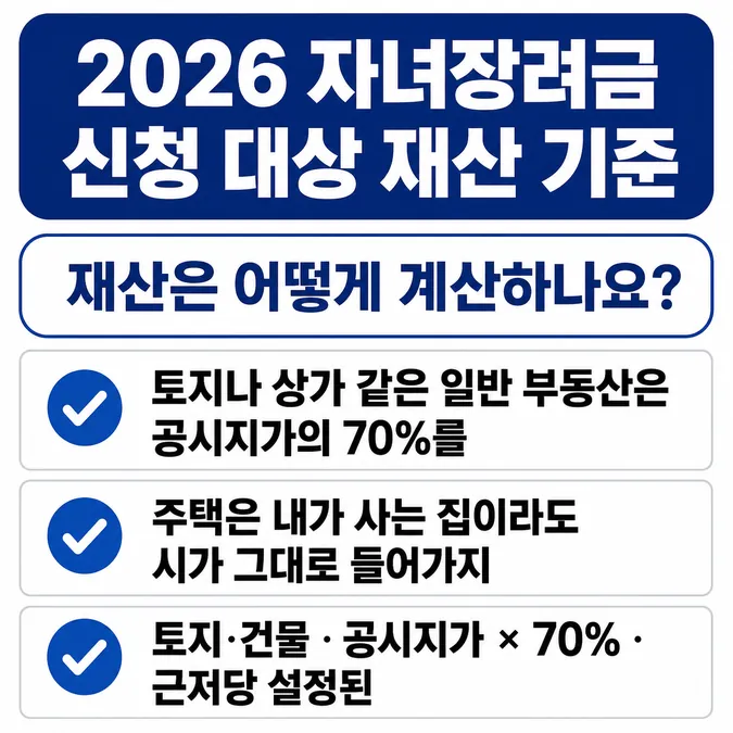 2026 자녀장려금 신청 대상 재산 기준 - 재산은 어떻게 계산하나요? 카드뉴스