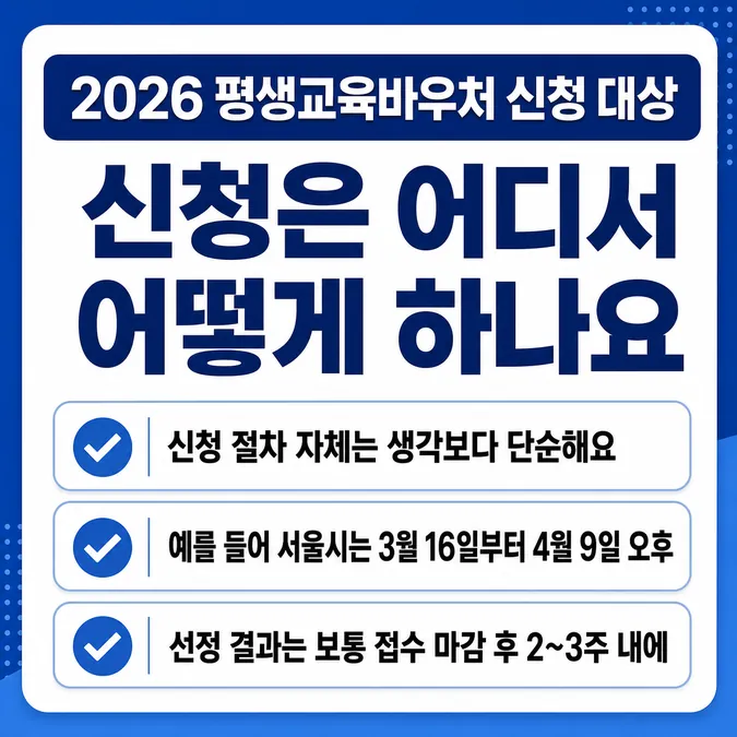 2026 평생교육바우처 신청 대상, 내가 받을 수 있을까요 - 신청은 어디서 어떻게 하나요 카드뉴스